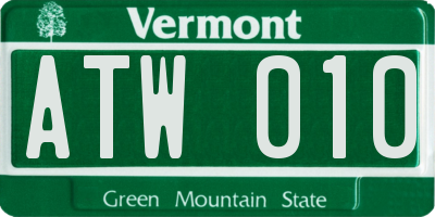 VT license plate ATW010