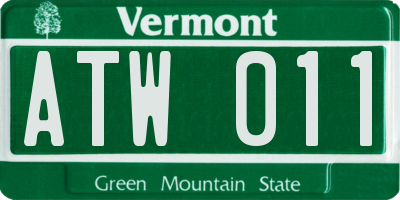 VT license plate ATW011