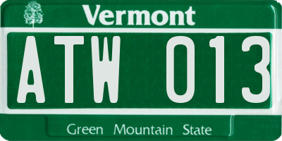 VT license plate ATW013