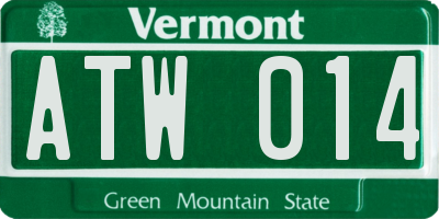 VT license plate ATW014