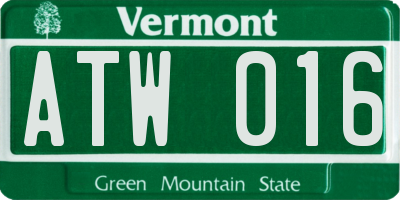 VT license plate ATW016