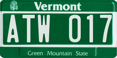 VT license plate ATW017