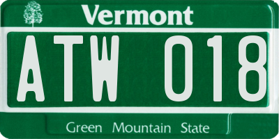 VT license plate ATW018