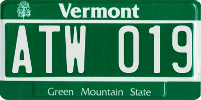 VT license plate ATW019