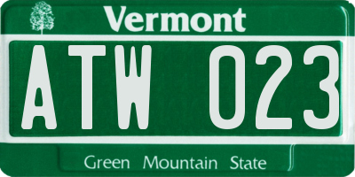 VT license plate ATW023