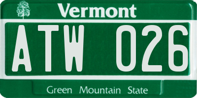 VT license plate ATW026