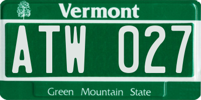 VT license plate ATW027
