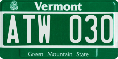 VT license plate ATW030