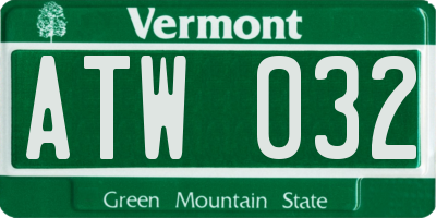 VT license plate ATW032