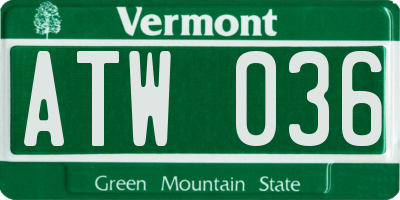 VT license plate ATW036