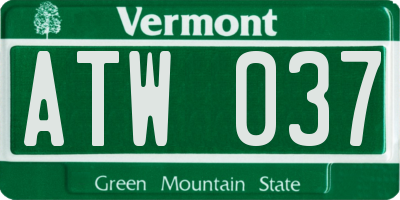 VT license plate ATW037