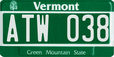 VT license plate ATW038