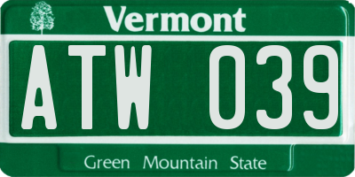 VT license plate ATW039