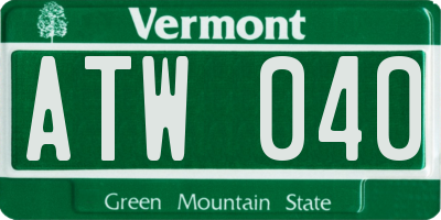 VT license plate ATW040