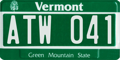 VT license plate ATW041