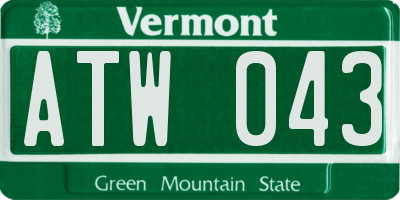 VT license plate ATW043