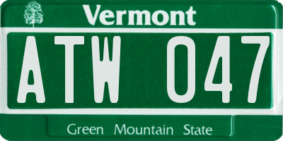 VT license plate ATW047