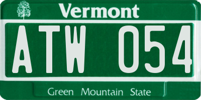 VT license plate ATW054