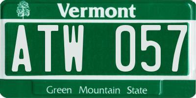 VT license plate ATW057