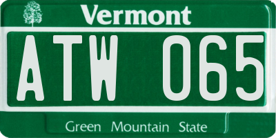 VT license plate ATW065
