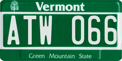 VT license plate ATW066
