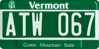 VT license plate ATW067