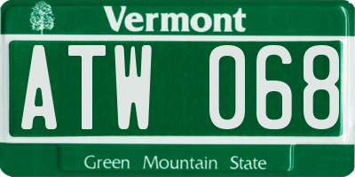 VT license plate ATW068