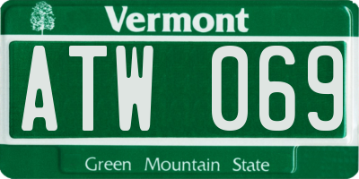 VT license plate ATW069