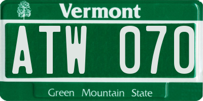 VT license plate ATW070