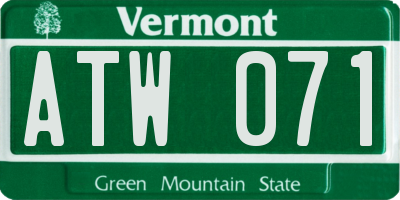 VT license plate ATW071