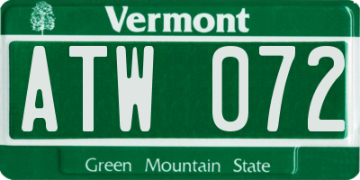 VT license plate ATW072