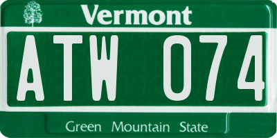 VT license plate ATW074