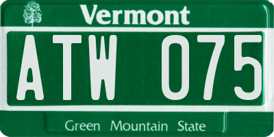 VT license plate ATW075