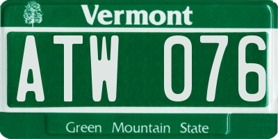 VT license plate ATW076