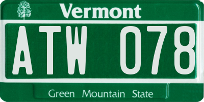 VT license plate ATW078