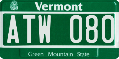 VT license plate ATW080