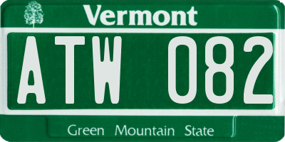 VT license plate ATW082