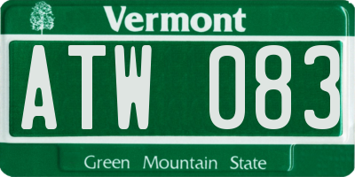 VT license plate ATW083