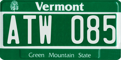 VT license plate ATW085