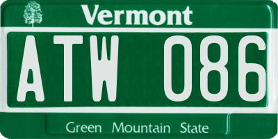 VT license plate ATW086