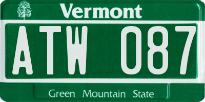VT license plate ATW087