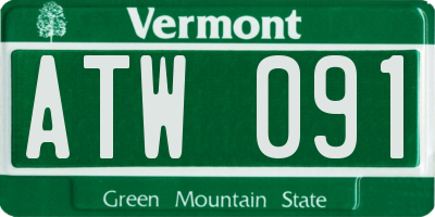 VT license plate ATW091
