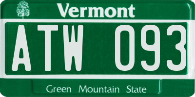 VT license plate ATW093