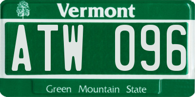 VT license plate ATW096