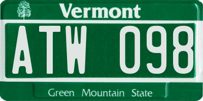 VT license plate ATW098