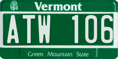 VT license plate ATW106