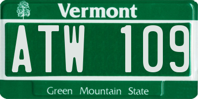 VT license plate ATW109