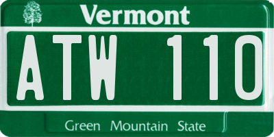 VT license plate ATW110