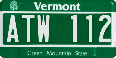 VT license plate ATW112