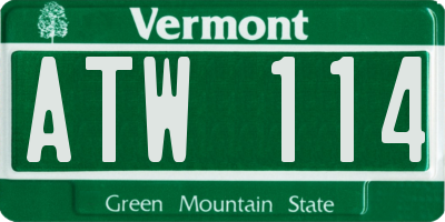 VT license plate ATW114